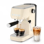 CASABREWS 3700 Essential Espresso Machine, 20 Bar Coffee Maker with PID Temperature Control, Pre-Infusion, Steam Wand & Stainless Steel Design, Cream.
