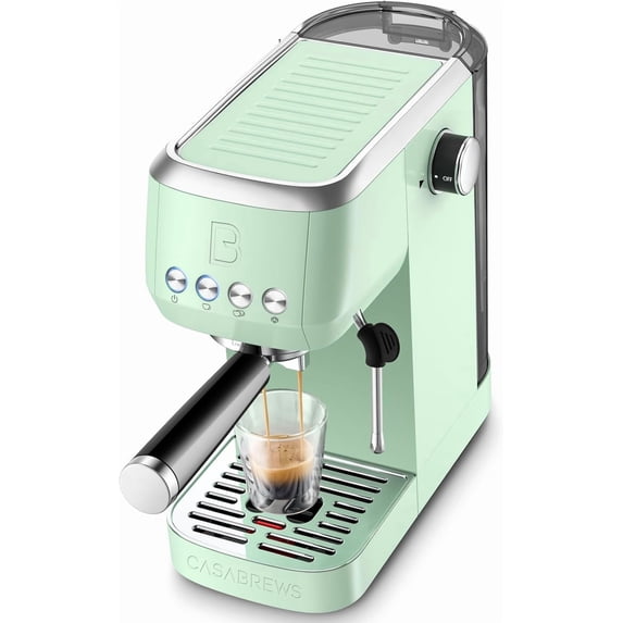 CASABREWS 3700 Essential 20 Bar Espresso Coffee Maker with Milk Frother,Compact Cappuccino Machine,1350W Powerful System,Large Removable Water Tank,Pastel Green