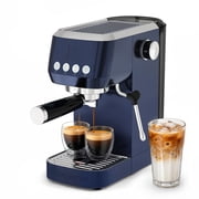 CASABREWS 3700 Essential Espresso Machine, 20 Bar Coffee Maker with PID Temperature Control, Pre-Infusion, Milk Frother & Stainless Steel Design, Royal Blue.