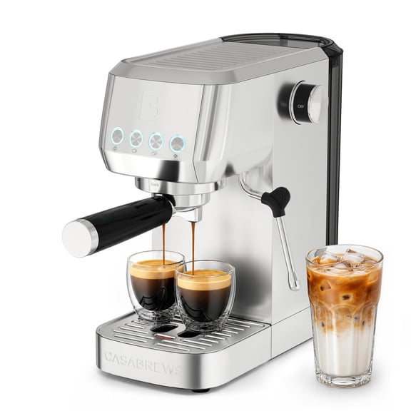 CASABREWS 3700 Essential 20 Bar Espresso Machine, Compact Coffee Maker with Milk Frother and 43.9oz Removable Water Tank,Semi-Automatic Stainless Steel Latte Cappuccino Coffee Machine,Siliver.