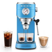 CASABREWS CM5418 Espresso Machine, 20-Bar Coffee Maker with PID Temperature Control, Pressure Gauge, Pre-Infusion, Steam Wand & Stainless Steel Design, Baby Blue