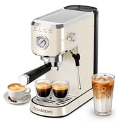 CASABREWS CM5418 Espresso Machine, 20-Bar Coffee Maker with PID Temperature Control, Pressure Gauge, Pre-Infusion, Steam Wand & Stainless Steel Design, Cream