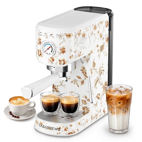 CASABREWS CM5418 Espresso Machine, 20-Bar Coffee Maker with PID Temperature Control, Pressure Gauge, Pre-Infusion, Steam Wand, ENAMEL