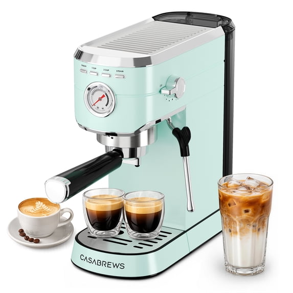 CASABREWS CM5418 Espresso Machine, 20-Bar Coffee Maker with PID Temperature Control, Pressure Gauge, Pre-Infusion, Steam Wand & Stainless Steel Design, Pastel Green