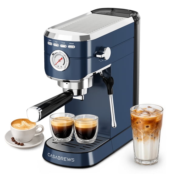 CASABREWS CM5418 Espresso Machine 20 Bar, Compact Espresso Maker with Steam Milk Frother, Stainless Steel Coffee Machine with 34oz Removable Water Tank for Cappuccino Latte,Royal Blue