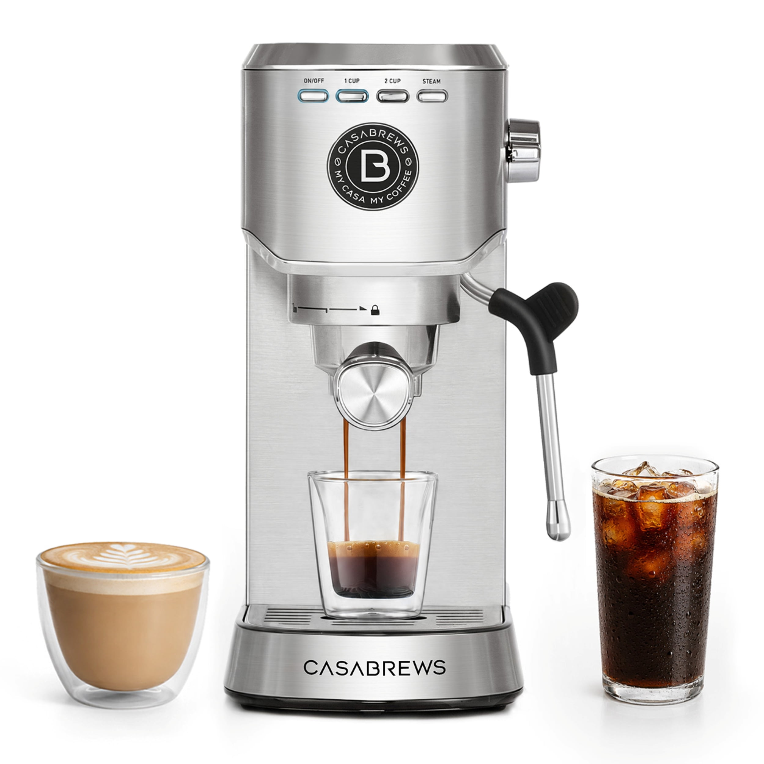 Casabrews 5418 Basic 20-Bar Espresso Machine with Steam Wand, Stainless Steel
