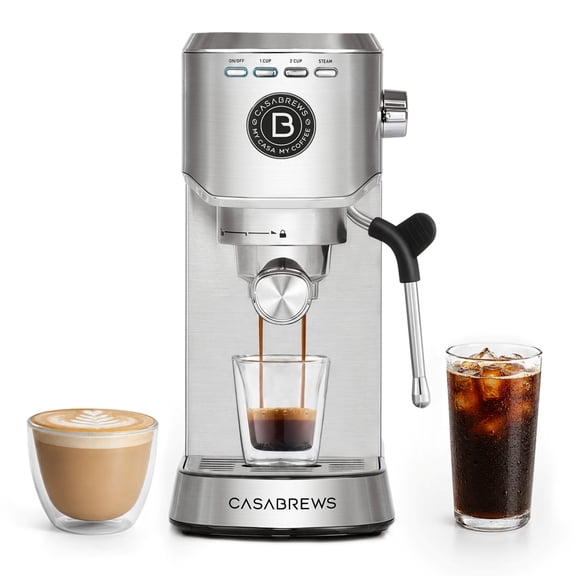 Casabrews 5418 Basic 20-Bar Espresso Machine with Steam Wand, Stainless Steel