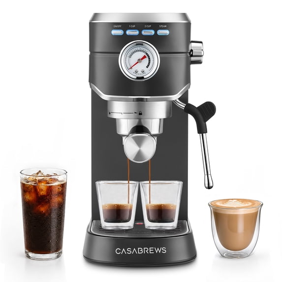 CASABREWS CM5418 Espresso Machine, 20-Bar Coffee Maker with PID Temperature Control, Pressure Gauge, Pre-Infusion, Steam Wand & Stainless Steel Design, Black