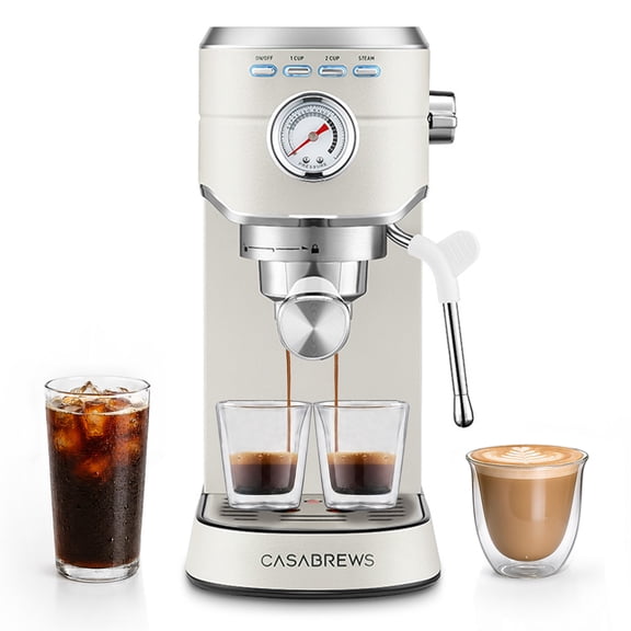 CASABREWS CM5418 Espresso Machine, 20-Bar Coffee Maker with PID Temperature Control, Pressure Gauge, Pre-Infusion, Steam Wand & Stainless Steel Design,