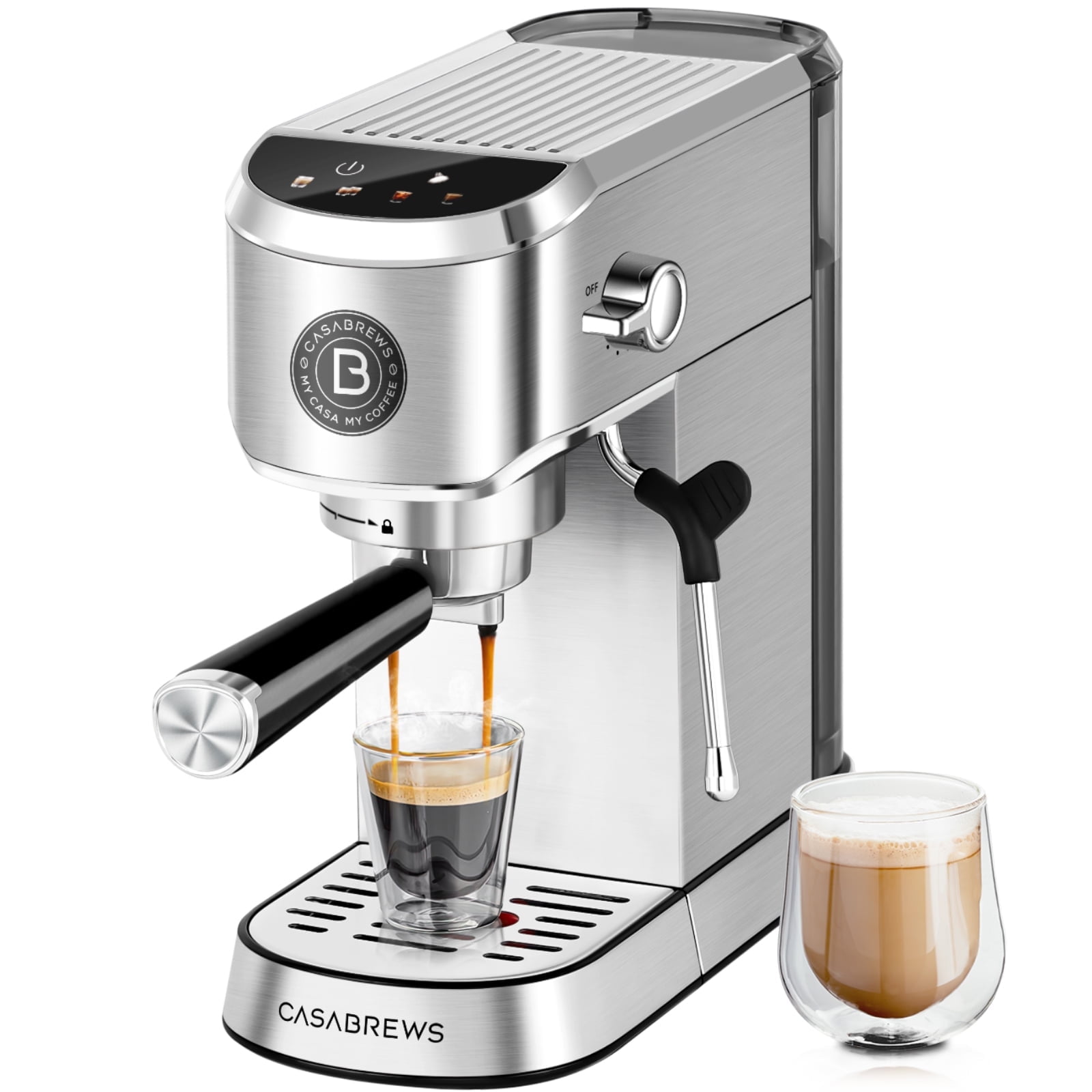 CASABREWS CM5418 Plus 20-Bar Semi-Automatic Espresso Machine & Coffee Maker with Steam Wand, Cold Brew Function, Stainless Steel, Silver