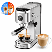 CASABREWS 5418PLUS 20 Bar Espresso Machine, Touchscreen Espresso Maker with Powerful Steam Milk Frother, Stainless Steel Coffee Machine, PID Temperature Control, Large Water Tank,Silver