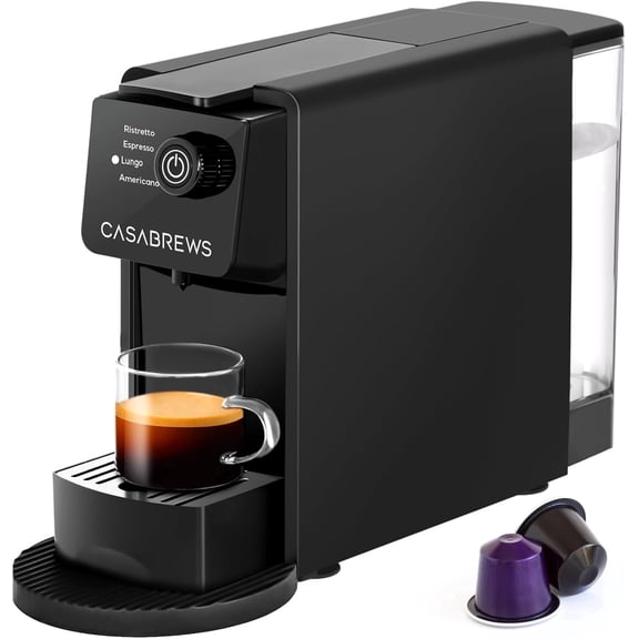 CASABREWS CM7036E Slim Espresso Machine, 20 Bar Compact Capsule Coffee Machine with 21 oz Removable Water Tank and 4 Brewing Modes, Mini Espresso Maker for Home or Office, Black