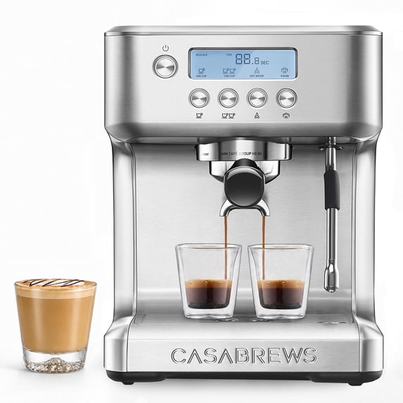 CASABREWS ULTRA Espresso Machine, Professional 20 Bar Espresso Maker with 58mm Commercial Portafilter, Adjustable PID Temperature Control, LCD Display & Steam Wand