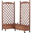 thumbnail image 1 of CASADEAR Raised Garden Bed with Trellis 2 Pack, Outdoor Wooden Planter Box & Plant Stand with Climbing Racks, 1 of 11