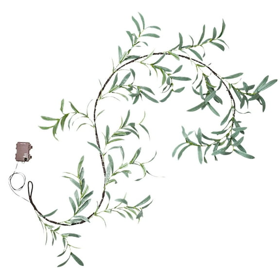 CASAFUN 2024 Newly Faux Magnolia Garland with 100 Cozy Lights,6FT Long 3AA Battery Operated Fairy Lighted for Home Fireplace Mantle Holiday Weeding Anniversary Table Candles Decoration