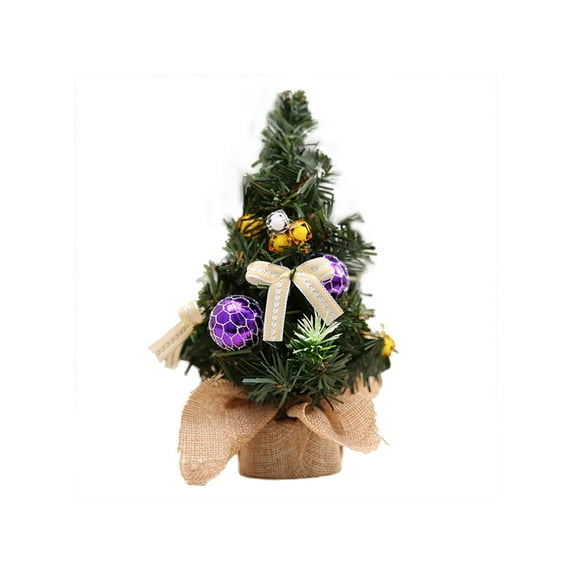 Cififendec 20cm/8in Tabletop Christmas Tree, Desktop Mini Ornament Artificial Tree Holiday Decoration Xmas Craft DIY with Burlap Base Stand for Scene Decoration