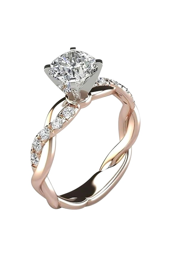 2PC Engagement Rings for Women Faux Diamond Ring Wedding Rings for Women Valentine's Day Travel Promise Rings for Her