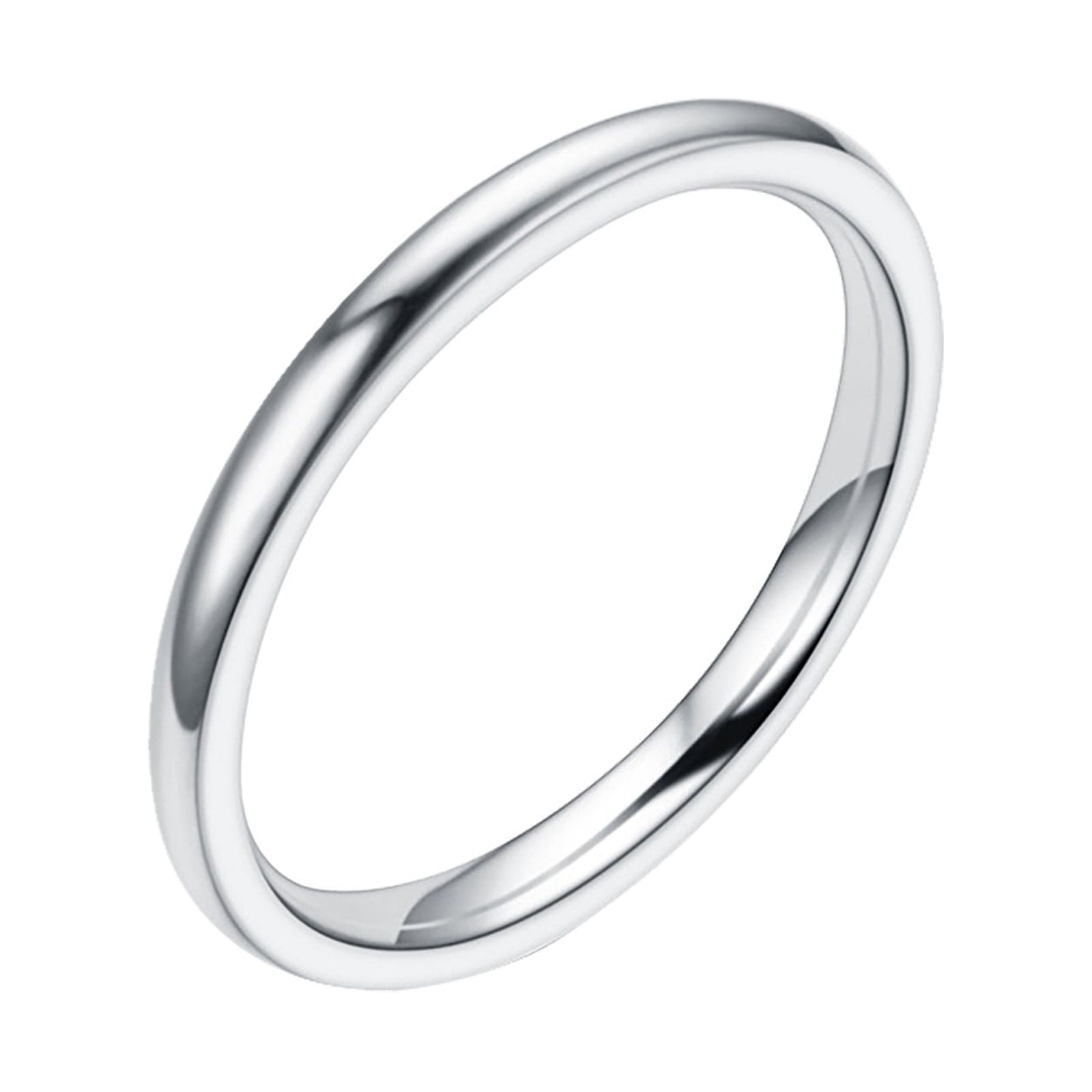 CASAFUN 2mm Stainless Steel Classical Plain Stackable Wedding Band Ring ...