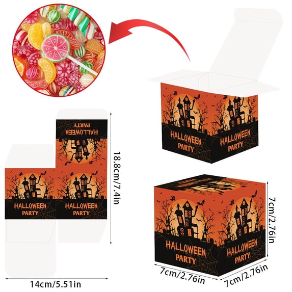 CASAFUN 3D Halloween House Cardboard Treat Boxes Goodie Cookies Boxes, Trick or Treat Candy Boxes for Holiday Pastries, Cupcakes, Halloween Party Favor Supplies