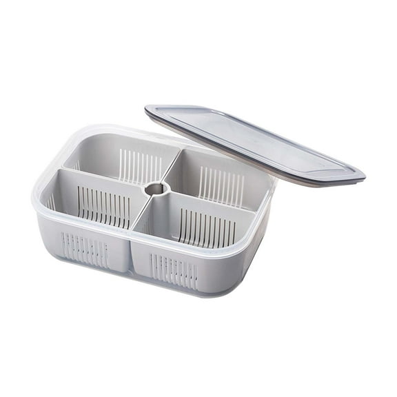 CASAFUN 4 Compartment Clear Plastic Food Storage Containers, Snackle Box Container for Fridge Divided Tray with Lid, Refrigerator Organizer Bins for Snack Fruit and more