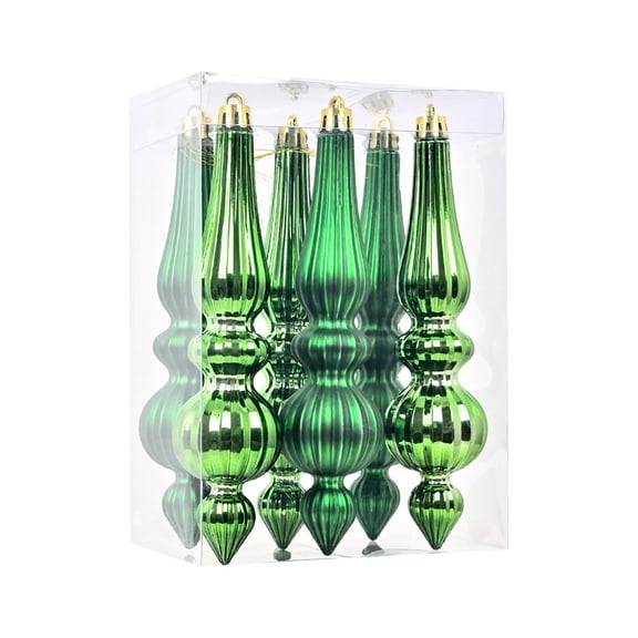 CASAFUN 6Pcs Mercury Glass Finial Christmas Ornaments Hanging Christmas Finials Glass Ornaments Assorted Mercury Glass Decor for Vintage Holiday Christmas Tree Decoration