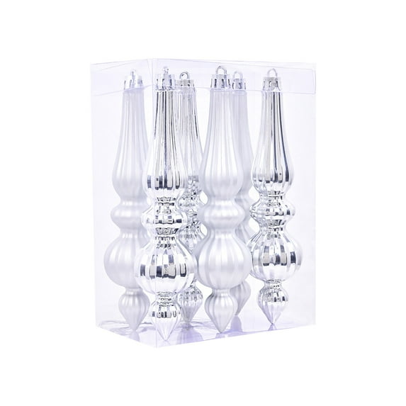 CASAFUN 6Pcs Mercury Glass Finial Christmas Ornaments Hanging Christmas Finials Glass Ornaments Assorted Mercury Glass Decor for Vintage Holiday Christmas Tree Decoration