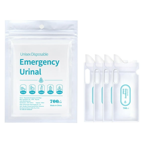 CASAFUN 700ML 4 Pac Disposable Urinals | Portable Pee Bags | Travel Urinal for Women Kids Adults Sanitary Emergency Urinal and Motion Sickness Bag Road Trips Travel Essentials