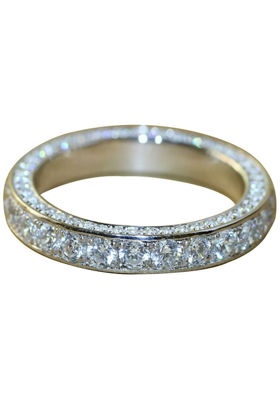 925 Sterling Silver Shiny Full Diamond Gemstone Ring Cubic Zirconia Rings Cocktail CZ Diamond Ring Eternity Engagement Wedding Band Ring for Women