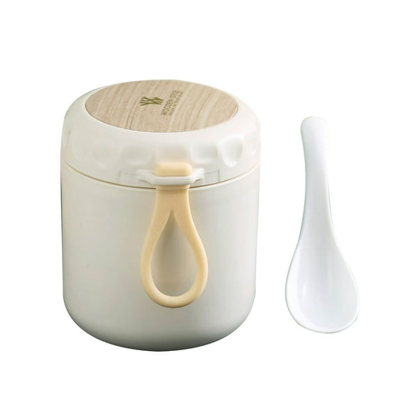 CASAFUN Airtight Cup Leakproof Travel Containers Adorable Food Cup Handle Insulated Cup Metal Container with Lid Leakproof Breakfast Cup Microwave Plastic Porridge Cup Student