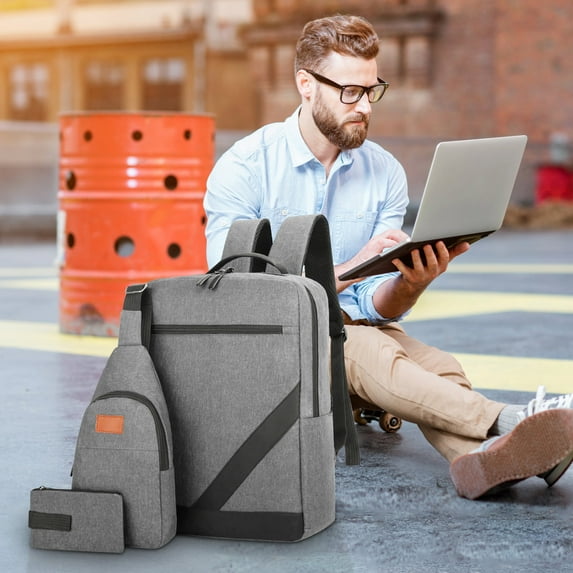 CASAFUN Backpack Business Men's Three Piece Computer Backpack Multifunctional Large Capacity USB Charging Backpack