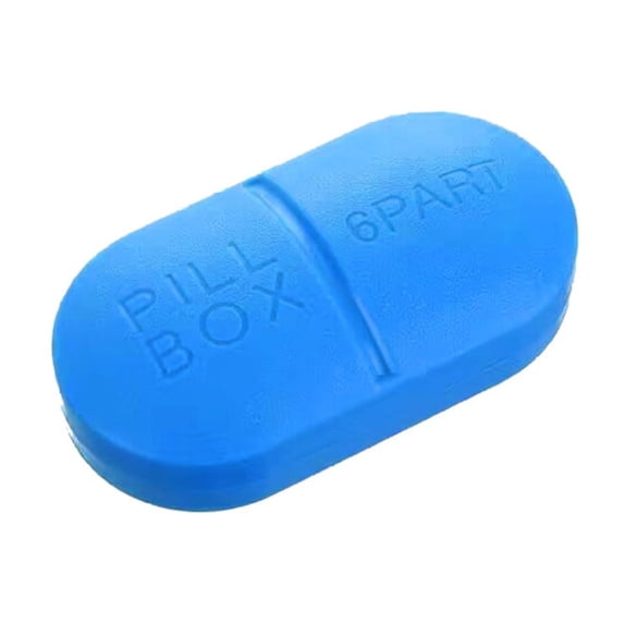 CASAFUN Candy Pill Organizer for Purse, 6 Compartments Pill Cases, Compact and Portable Pill Box, AM PM Pill Container for Medication/Vitamins/Fish Oils/Supplements