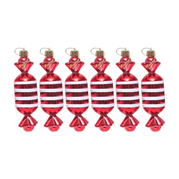CASAFUN Christmas Candy Ornaments Hanging Glitter Candy Cane Ornaments Christmas Tree Candy Peppermint Ornaments with Golden Ropes for Xmas Halloween Party Decorations