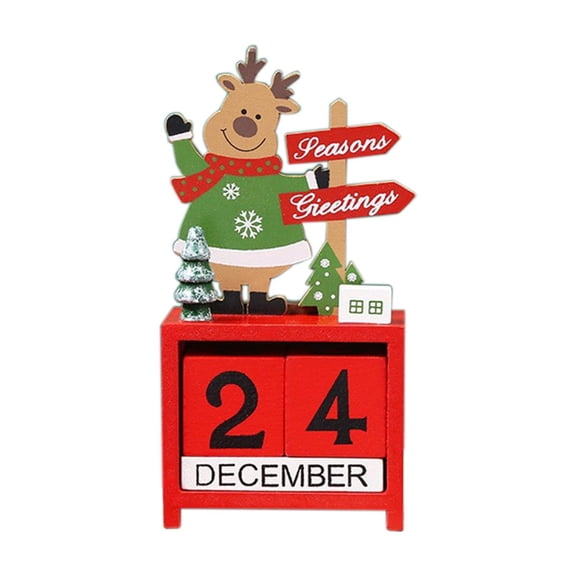 CASAFUN Christmas Countdown Sign with Blocks Wooden Days Until Advent Calendar Santa Snowman Deer Decor Holiday Farmhouse Kitchen Table Room Decor with Vintage Children Toys and Gifts