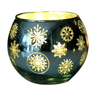 CASAFUN Christmas Frozen Snowflake Glass Votive Candle Holders,Round Tealight Candle Holders for Christmas Decoration,Table Centerpieces,Weddings,Shower Gifts