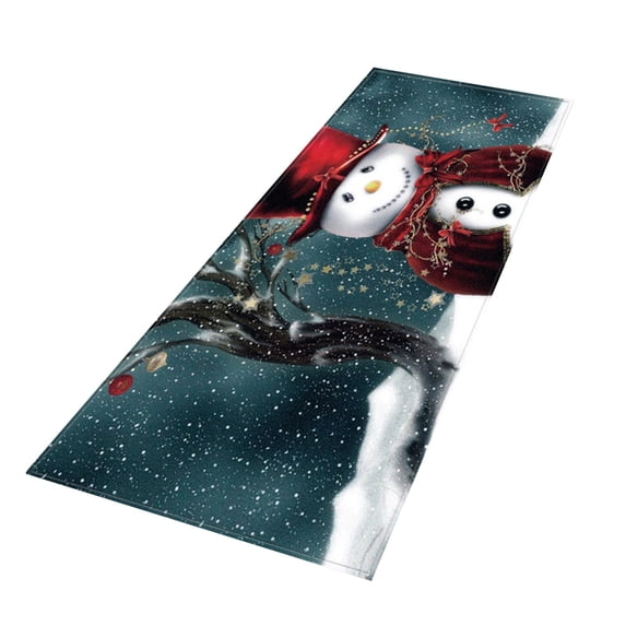 Cififendec Christmas Kitchen Rugs and Mats Non Skid Washable, Xmas Tree Country Snow Kitchen Floor Mats, Red Kitchen Runner Rug, Winter Snowflakes Kitchen Decor 40x120CM