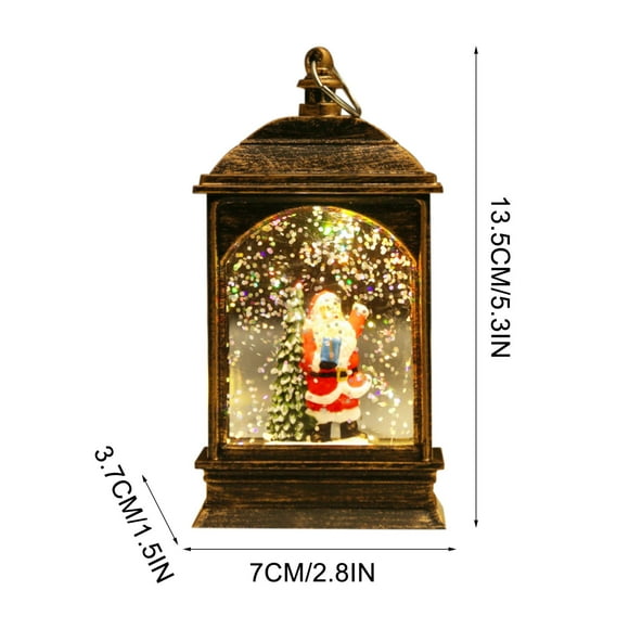 CASAFUN Christmas Simulation Small Oil Light Christmas Snow Globe Lantern, Battery Operated Snowman with Christmas Tree Scene Glittering Hanging Water Lantern for Christmas Home Decoration