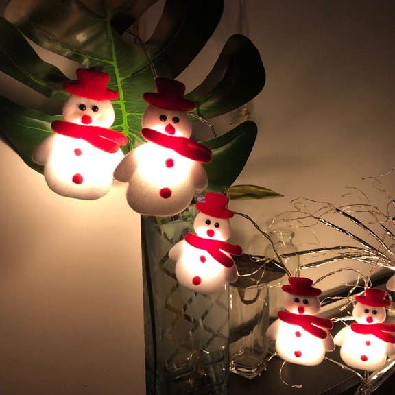 CASAFUN Christmas Snowman String Lights for Christmas Tree,10 LEDs 5.1ft Waterproof Light Up String Lights, Short Plush Lights for Christmas Decorations