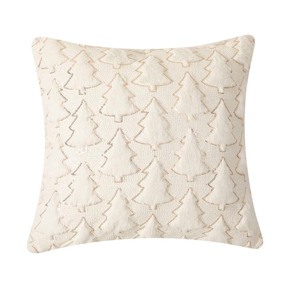 Cififendec Christmas Tree Decorative Pillow Covers 15.75x15.75 Inches Soft Plush Faux Fur Luxury Sparkling Sequin Pattern Throw Pillows Pillowcases for Couch Sofa Holiday Festivals Home Decor