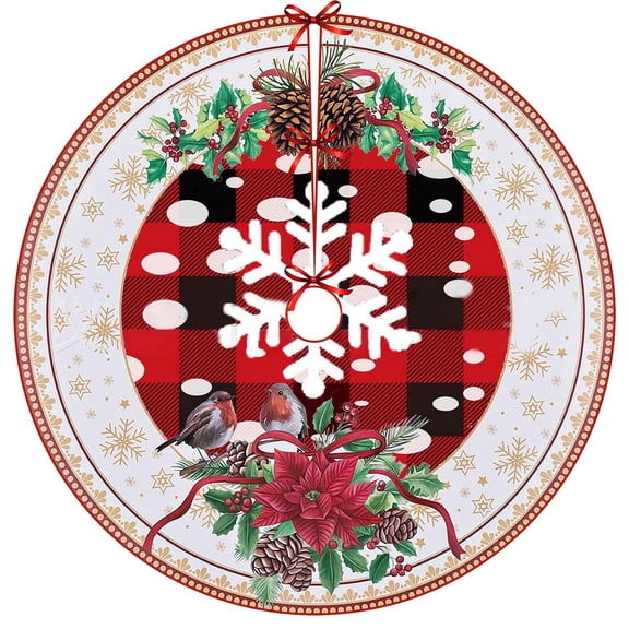 CASAFUN Christmas Tree Skirt Rustic Xmas Tree Ornaments Christmas Tree Mat with Snowy Pattern for Farmhouse Xmas Christmas Decorations Holiday Party