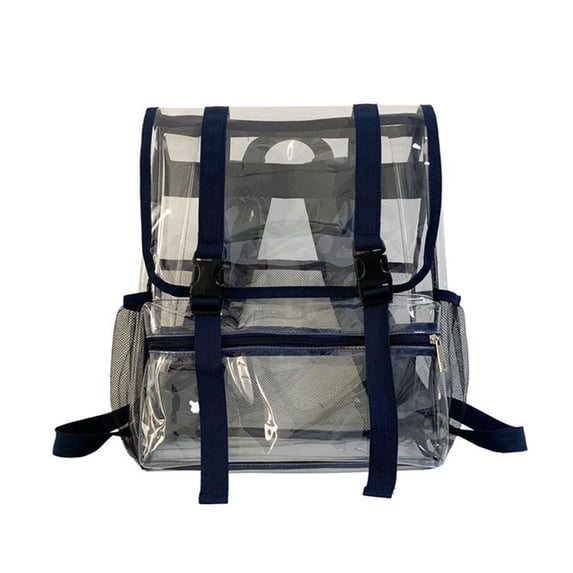 CASAFUN Clear Backpack Stadium Approved with Reinforced and Wider Shoulder Straps, Small Transparent School Backpack Water-Resistant PVC for Concerts, Work, Festivals and Sporting Events