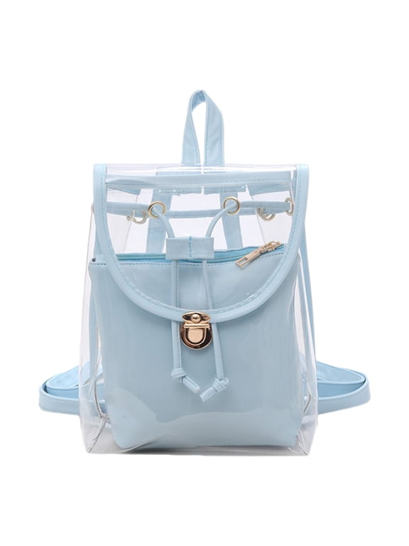 Clear Backpack Stadium Approved with Reinforced and Wider Shoulder Straps, Small Transparent School Backpack Water-Resistant PVC for Concerts, Work, Festivals and Sporting Events