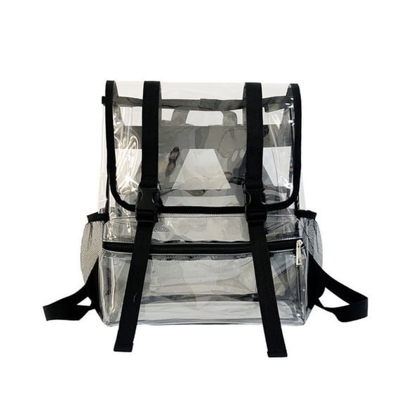 CASAFUN Clear Backpack Stadium Approved with Reinforced and Wider Shoulder Straps, Small Transparent School Backpack Water-Resistant PVC for Concerts, Work, Festivals and Sporting Events