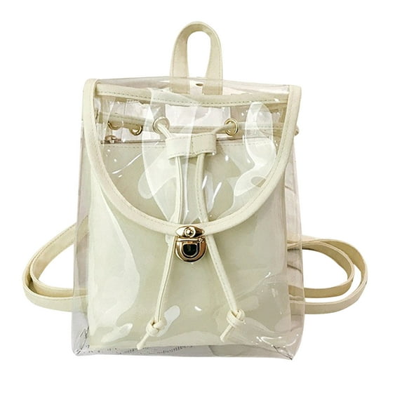 CASAFUN Clear Backpack Stadium Approved with Reinforced and Wider Shoulder Straps, Small Transparent School Backpack Water-Resistant PVC for Concerts, Work, Festivals and Sporting Events