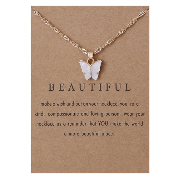 CASAFUN Colorful Acrylic Butterfly Pendant Necklace Bohemian Adjustable Retro Card Clavicle Chain Insect Animal Necklace for Women Friend Friendship Party Jewelry Gift Valentine's Day