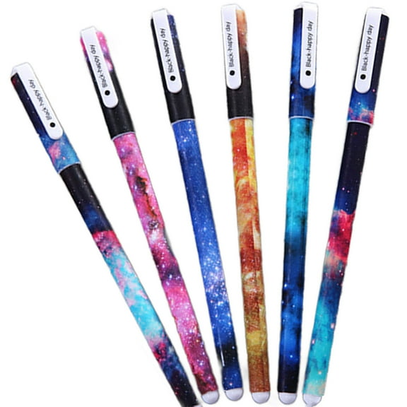CASAFUN Cute Pens Galaxy Pens Colorful Gel Ink Pen Set Multi Colored Pens for Bullet Journal Writing Cartoon Gel Ink Roller Ball Fine Point Pens 6 Pcs 0.5 mm