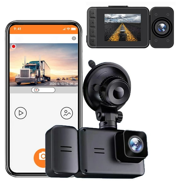 CASAFUN Dash Cam Car Recorder Front and Rear Car Interior Two Recording Night Vision with APP Remote Monitoring Enhanced Black HD Lens 3.2 Inch 1080P FHD Screen Loop Recording for Car Taxi