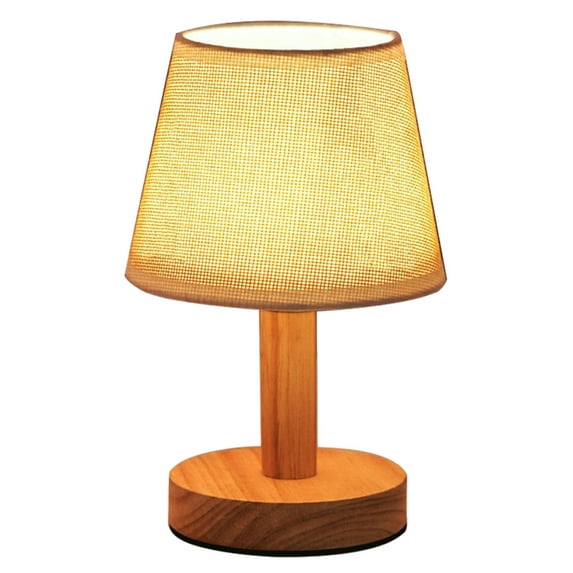 CASAFUN Delicate LED Solid Wood Desk Lamp Linen Plain Warm Night Light Indoor Lighting Desk Reading Lamp Stable Fabric Study Reading Lamp for Home Decoration