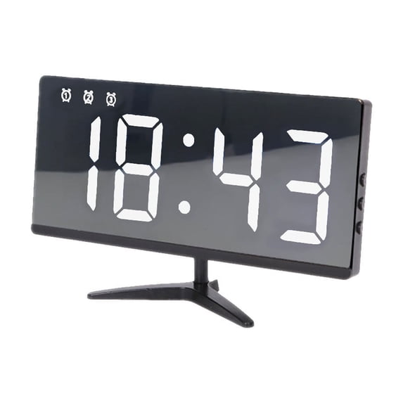 CASAFUN Digital Alarm Clock LED Mirror Electronic Clock Large LCD Display Clocks Noiseless Digital Table Clock with Temperature Calendar back to School Supplies