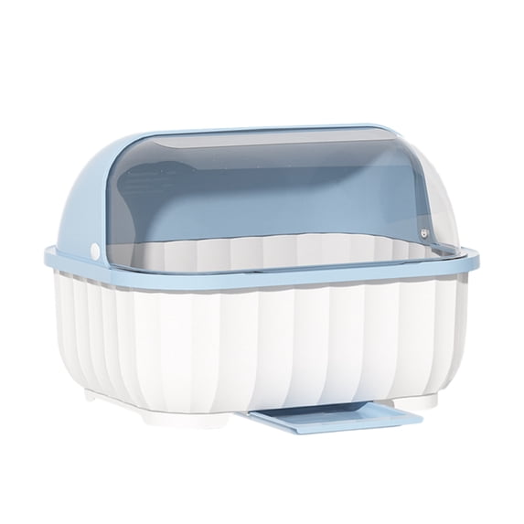 CASAFUN Dish Drying Rack, Plastic Nursing Bottle Holder with Cover Removable Drainboard, Small Size Plate Cup Dish Dryer Tray Drainer Space-Saving Cabinet for Kitchen Counter Tableware