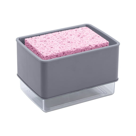 CASAFUN Dish Soap Dispenser for Kitchen Sink with Sponge Holder Push Down Pump Caddy Tray Container Set Dishwashing Liquid Detergent Organizer on Countertop Travel Trailer